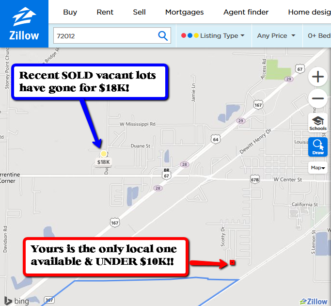 Other similar empty lots sell for $18,000, get a HUGE discount here!!