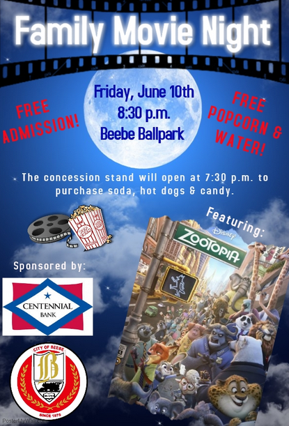 Take the kids to meet friends at family movie night in Beebe!